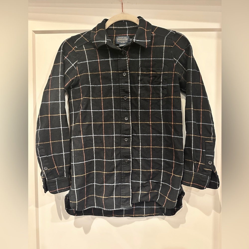 Black wool button collared shirt
